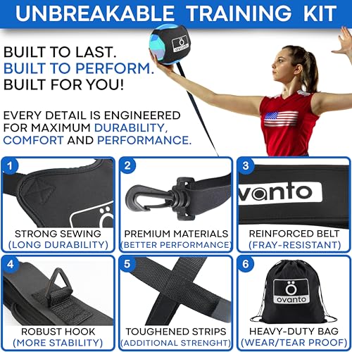 Image of OVANTO Volleyball Training Equipment Aid - Adjustable Practice Volleyball Kit