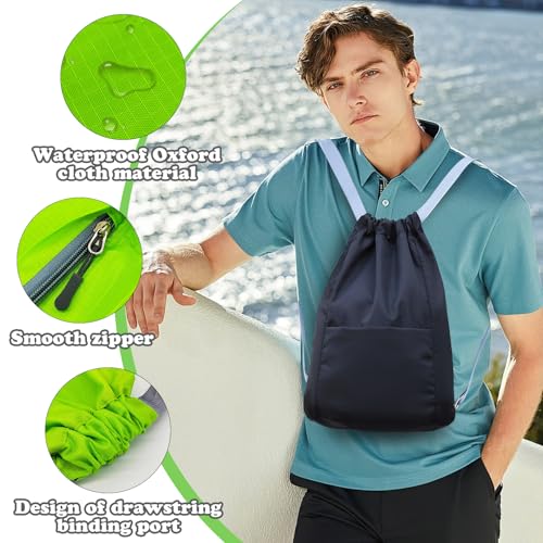 FuninCrea 2 PCS Drawstring Backpack, Waterproof Drawstring Bags Gym Bag for Women Men, Draw String Back Bag Adjustable Strap (Black)3