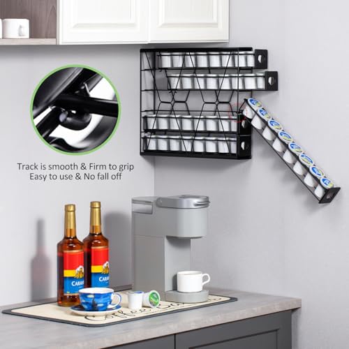 Image of FlagShip 5-Tier Corner Coffee Pod Organizer for K Cup - 40 Capsules Metal Storage, Space-Saving Kitchen Countertop Rack Wall Mountable