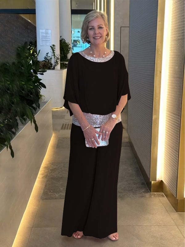 Womens Sequin 2 Piece Wedding Guest Pant Loose Formal Pantsuit for Women Suits for Ladies - Image 4