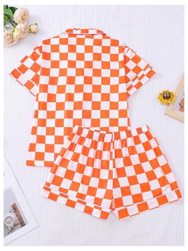 WDIRARA Women's Plaid Checkered Pajama Set Short Sleeve Button Down Shorts Pjs 2 Piece Sleepwear2