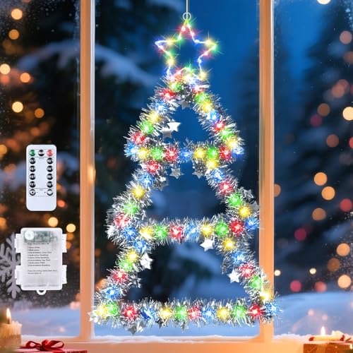 Qoosea Weihnachtslichterkette Fenster Lichterkette, 75CM LED...