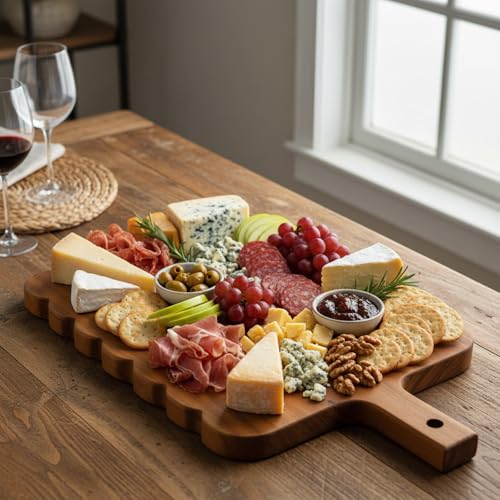 Tabla de cortar de madera con borde ondulado y asa miniatura 6