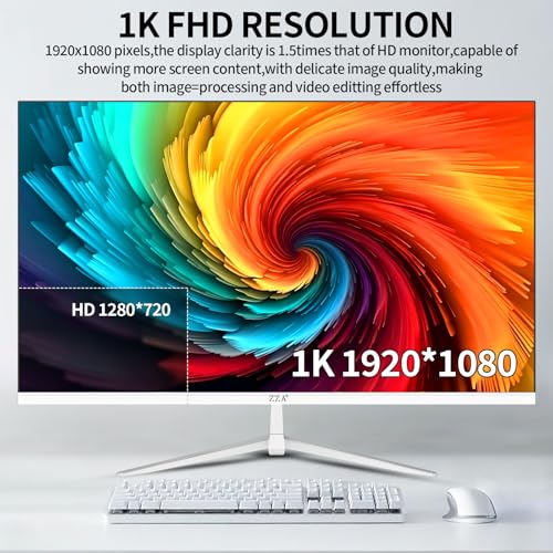 Image of ZZA 32 Inch Flat Computer Monitor 60Hz, FHD 1080p VA Panel, Borderless Display, Supports AMD FreeSync, HRD10, 100% sRGB, HDMI and VGA Ports, Supports Wall Mounting (100mm x 100mm), White