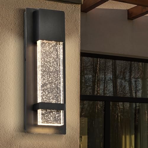 Alighting 12W LED Außenwandleuchte Schwarz, Modern Wandlampe für Hauseingang & Außenwand, IP44 Wasserdicht, Warmweiß 3000K, Integrierte LED