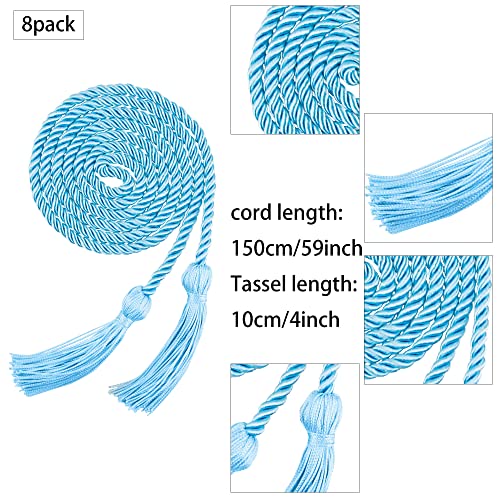 Image of Trounistro 8 Pieces Graduation Cords Yarn Honor Cords with Tassel for College Graduation Students (Sky Blue)