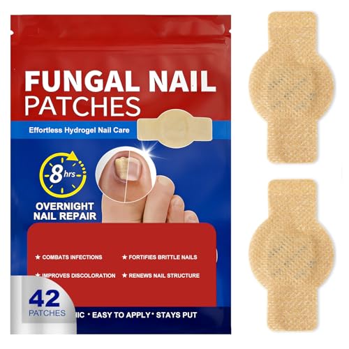 Fungal Nail Patches 42pcs, Renforcement des Ongles, Pansements Antimycosiques pour Ongles, Réparer Abîmés Patches Antifongiques Ongle Pieds