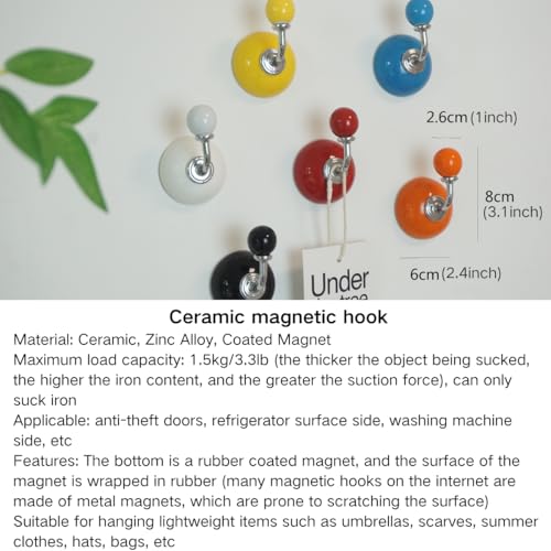 6Pack Colorful Magnetic Hooks, Heavy Duty Magnet Hooks for Refrigerators,Magnetic Hook for Hanging, Keys, Lockers, Home, Office, Classroom (Red)