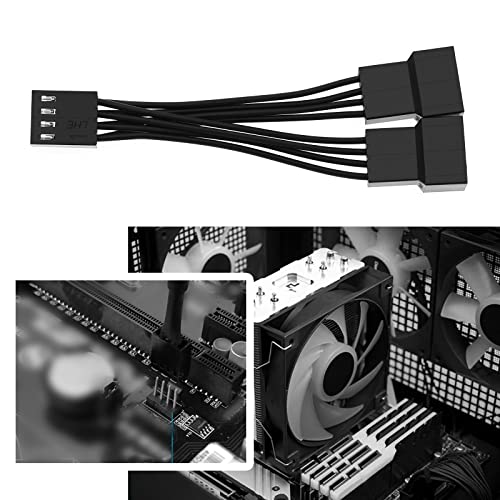 OTOTEC 4PCS 1 to 2 Way 4 Pin PWM Fan Splitter Cable 12V Computer PC Case Fan Converter Cable 5cm Cable Length Computer Accessories Black - Image 2