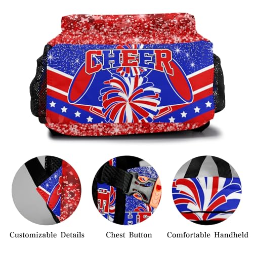 Cheer Red Blue Cheerleader School Backpack Waterproof Shoulder Bag for Sport Training Competition Gift3
