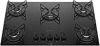 Cooktop 5 Bocas Atlas Agile Up Preto com Mesa de Vidro e Mega Chama Bivolt