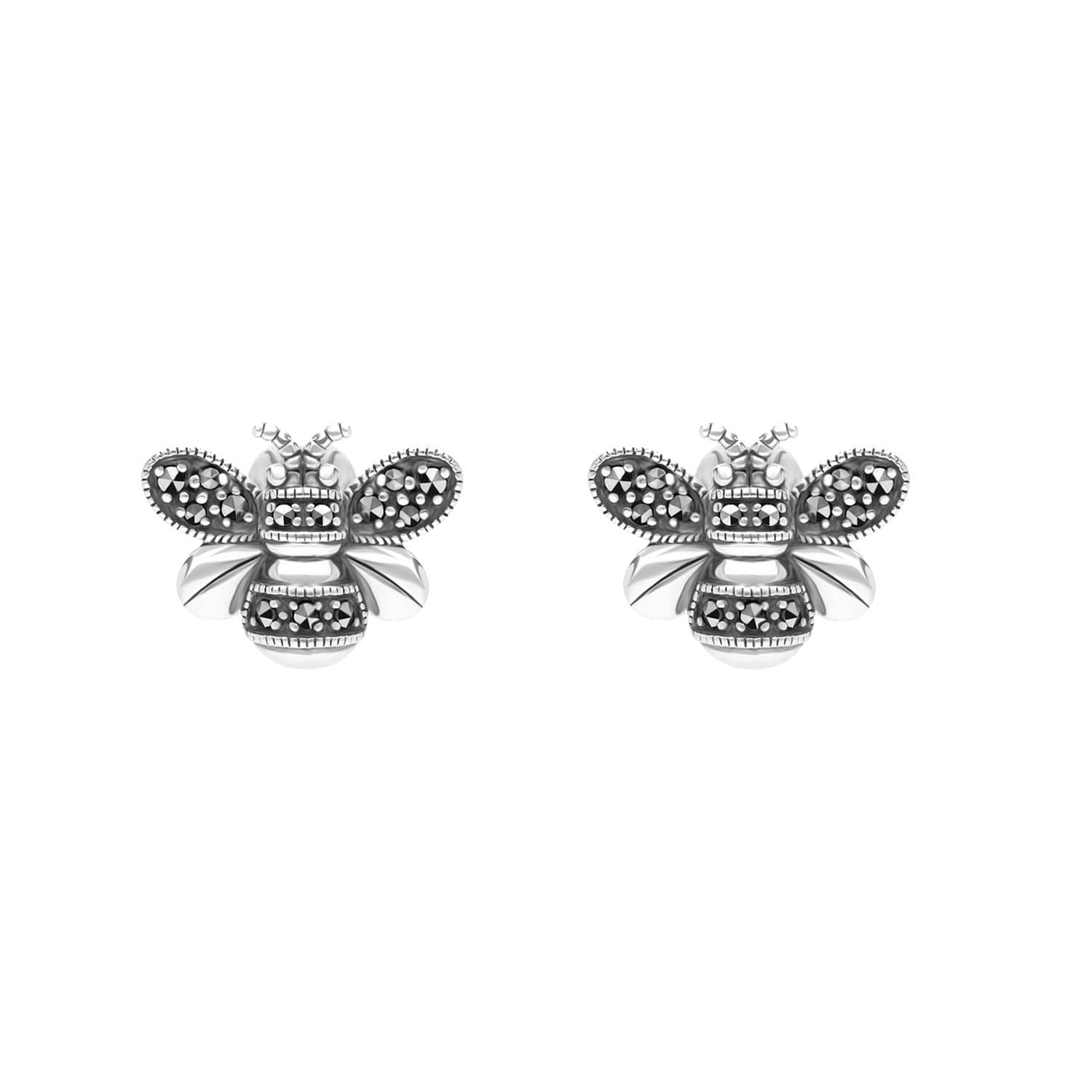 Esse Marcasite 214E7317-01 - Pendientes de plata de ley con marcasita