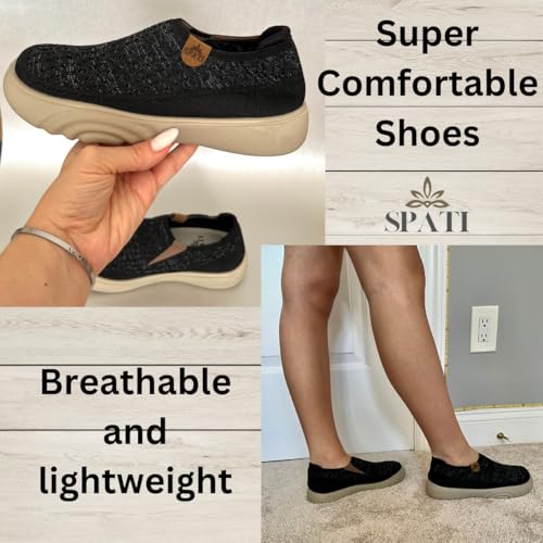 SPATI Women's Comfortable Mesh Breathable Slip-On Shoes Sneakers, Lightweight, Anti-Slip Thick Sole Flat Shoes for Travel & Walking, Casual Loafers for Spring, Summer, and Autumn4
