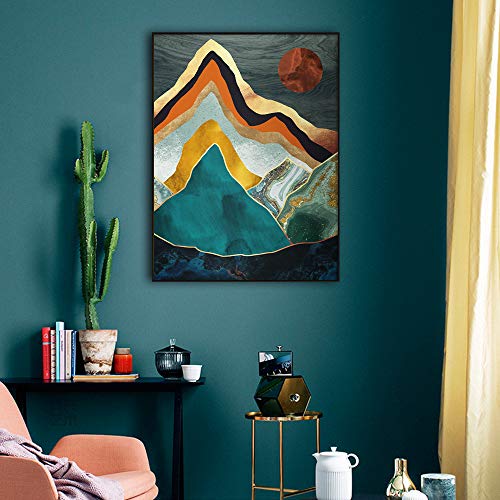 Yumknow Boho Mountain Wall Decor- Abstract Canvas Wall Art For Living Room Wall Decor For Bathroom, Unframed 12X16 Inch, Nature Wall Decor, Moon Wall Art, Forest Wall Art, Sun Poster, Moon Painting #TOP1