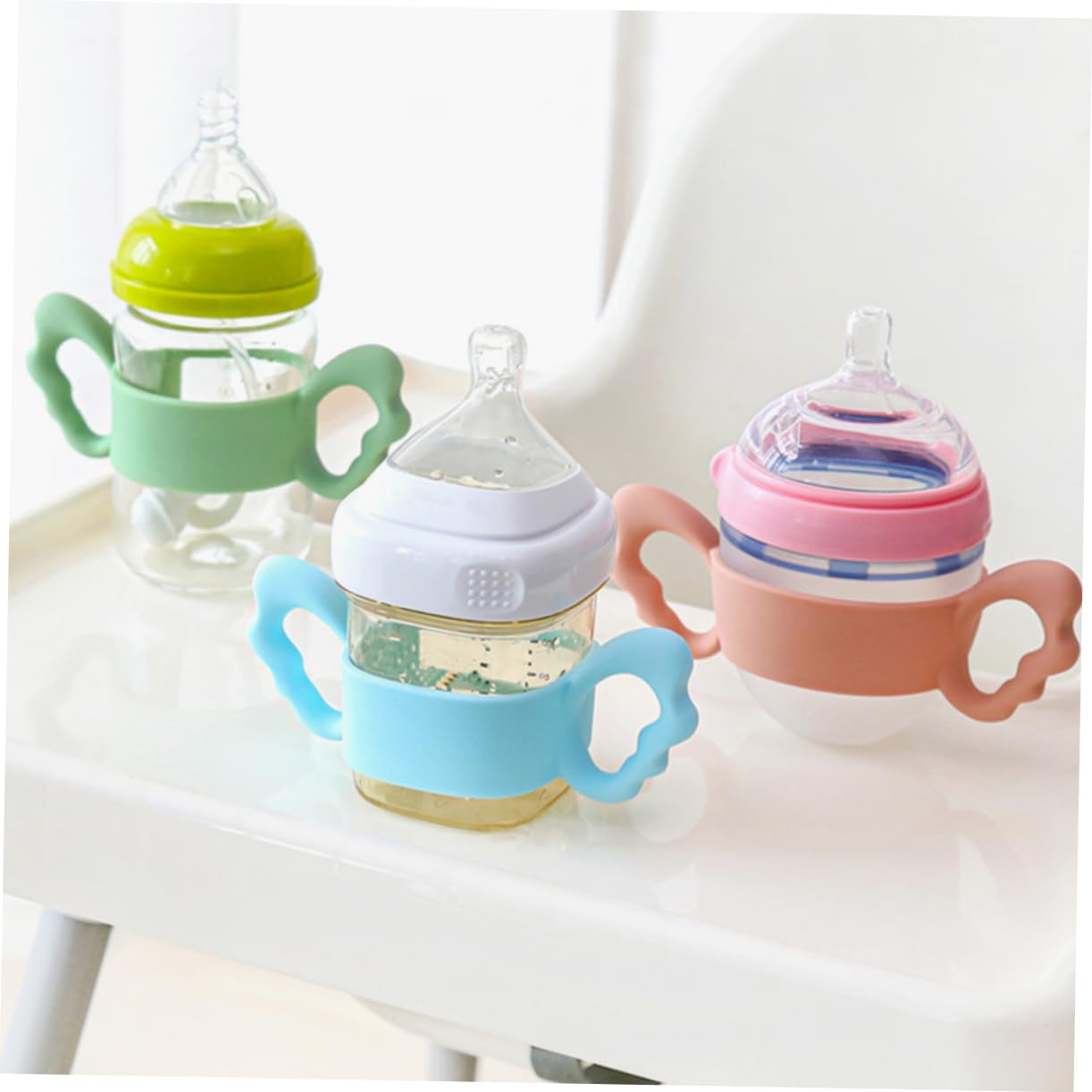 4pcs Silicone Bottle Handles for 6cm Wide Soft Texture Milk Bottle Accessories Toddlers