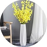 Vasi in Ceramica Bianca, Grande Vaso da Terra, Contenitore Sofisticato per Rami Decorativi e Fiori secchi, Bianco, 13,5x50 cm