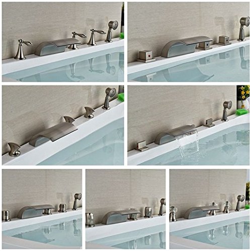 Robinet cascade baignoire nickel brossé anti-trace avec douchette spray