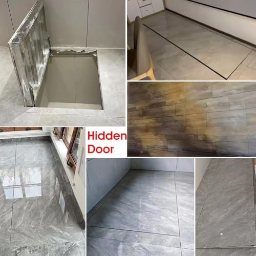 Hidden Wine Cellar Door - Heavy-Duty Steel Recessed Floor Access Hatch for Basement & Crawl Space, Includes Suction Cup Opener for Easy Entry and Secure Storage