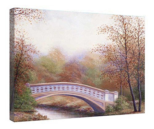 Toile encadrée en bois avec pont pour un salon zen et design