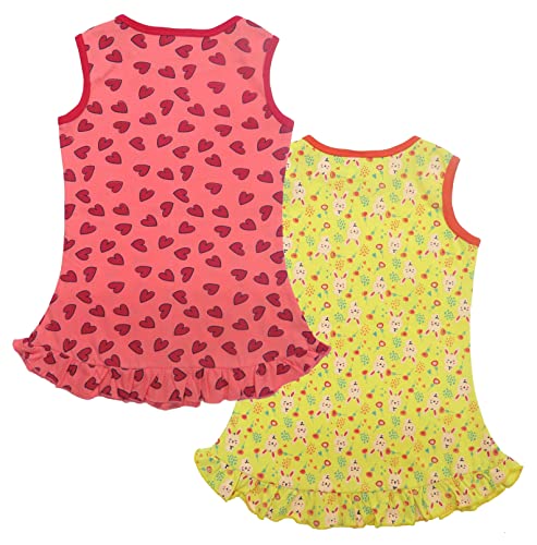 Image of Clothe Funn Baby-Girl's Cotton Pinafore Midi Dress (69IGFR03 Combo:-3, Yellow Candy Pink AOP (Pack of 2)