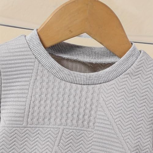 White long-sleeved textured sweatshirt + jeans, suitable for boys 100-140 cm casual two-piece suit.3