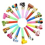 30-Pack Colorful Party Blowouts Noise Makers - Squawker Horns for Birthday, Wedding, New Year, Graduation - Fun Creative Toy Whistles with Automatic Roll-Out & Durable Material (Random Colors)