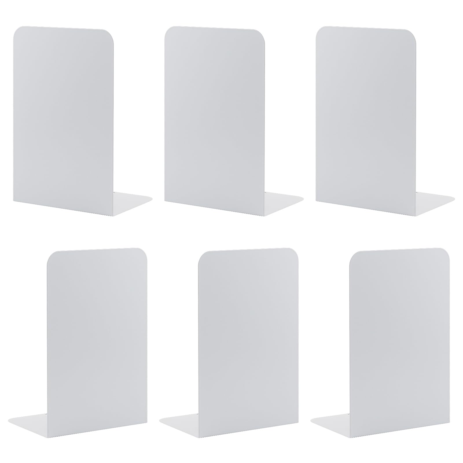 3 Pairs Book Ends for Shelves, MSDADA Heavy Duty Bookends for Office, School&Home, Metal Bookends for Heavy Books, Anti Slip Book Shelf Holder Bookend Supports Book Stoppers(White)