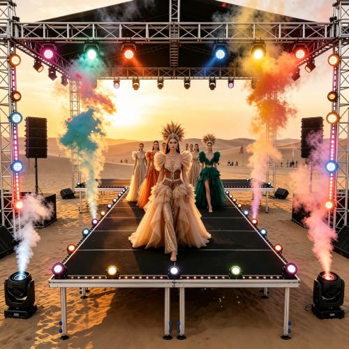 Image of Portable Stage Platform, 12'x12' Portable Aluminum Performance Deck 1900lbs Capacity, 24 inch-41 inch Adjustable Height Risers for Events, Wedding, Stage Platform Set, Portable Performance Stage