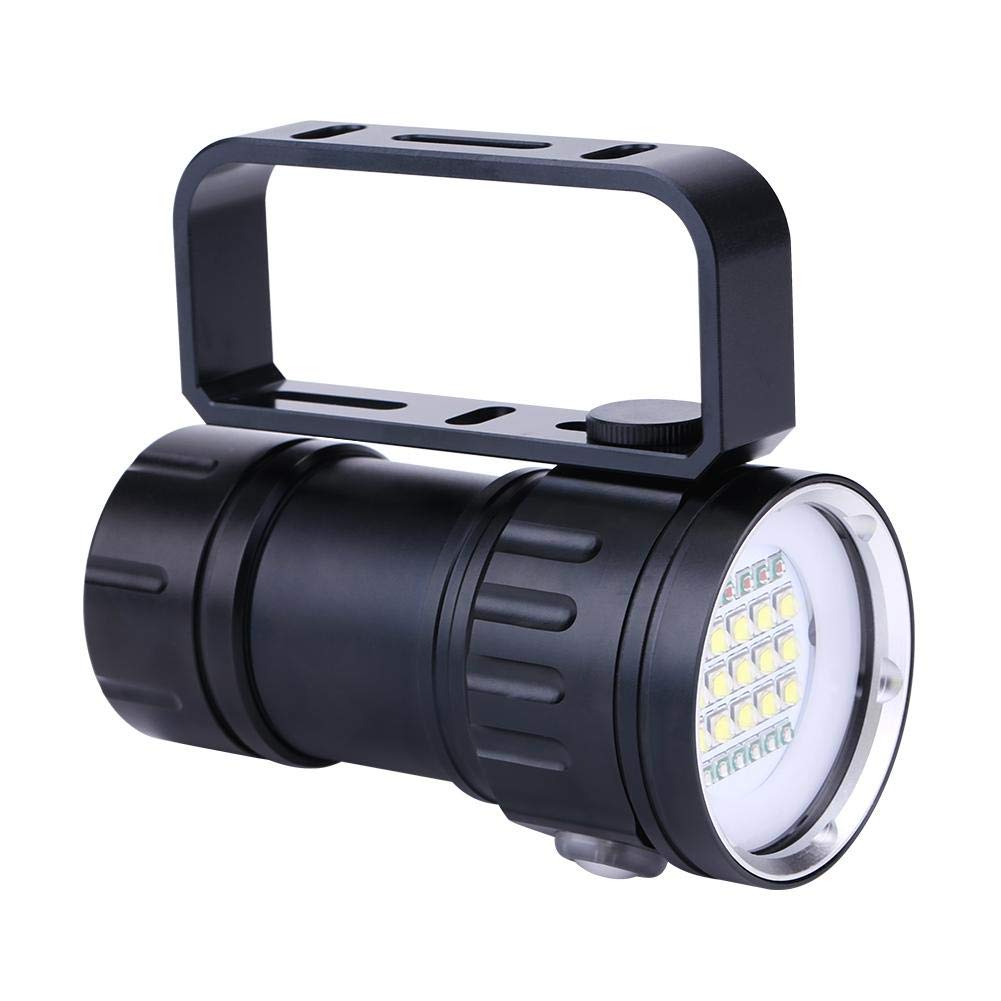 Torcia subacquea, Torcia subacquea per immersioni, IPX8 18000lm 500M Torcia impermeabile Lampada da campeggio subacquea all'aperto con Staffa maniglia per Immersioni Subacquee Acque Profonde Caverne