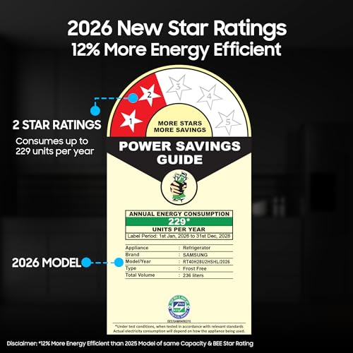 Image of Samsung 236 L, 2 Star, Convertible, Digital Inverter Frost Free Double Door Refrigerator (RT40H28U2HSHL, Hydrangea Blue, 2026 Model)