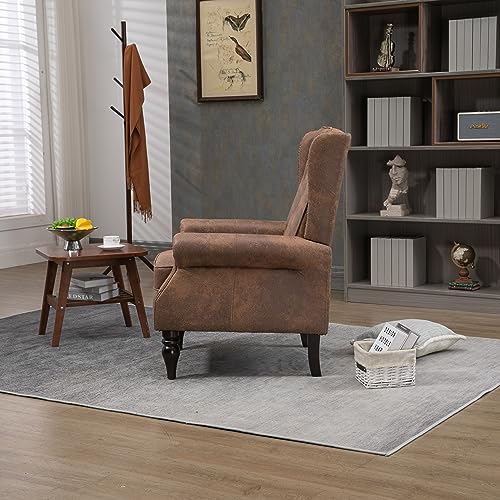 Sillón con respaldo alto tapizado en cuero sintético miniatura 4