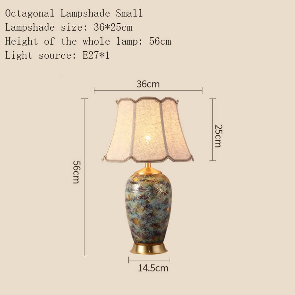 Lampada da Tavolo Lampade Luce da Comodino Ceramica Dorata Dipinta a Mano Stile Rustico Tradizionale Scrivania Comodino (Colore: Telecomando