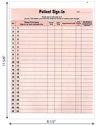 Image of Tabbies Patient Sign-in Label Forms, 250 Sheets, Salmon, 8.5 x 11 HIPAA Confidential Medical Office Check-in Sheets with Peel-Off Labels, 23 Rows, Daily Patient Log, Made in the USA