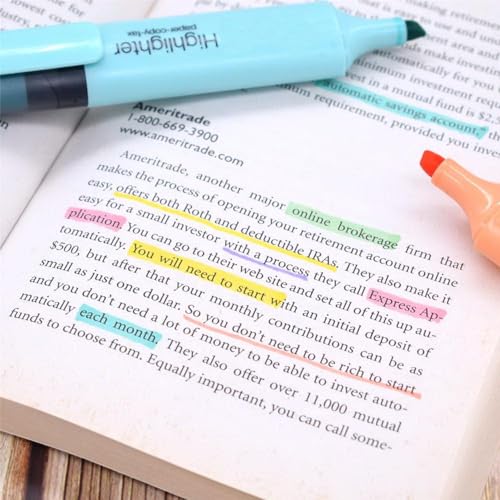Image of worison 6pcs Highlighter, Pastel Colors Chisel Tip Marker Pen