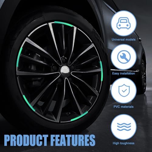Image of 20PCS Reflective Car Wheel Decorative Stripe Stickers, Car Wheel Decals, Night Safety Warning Car Stickers, Anti-Scratch Reflective Rim Stickers Universal for Cars Motorcycles (Laser Luminous)