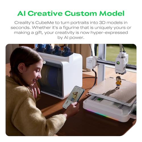 Image of Creality SPARKX I7 Combo 3D Printer, Multi Color with CFS Lite AI Photo to 3D Printing 500mm /s High Speed Auto-Leveling RGB Light 95% Pre-Assemble Essential Parts Low Noise 10.24x10.24x10 inch