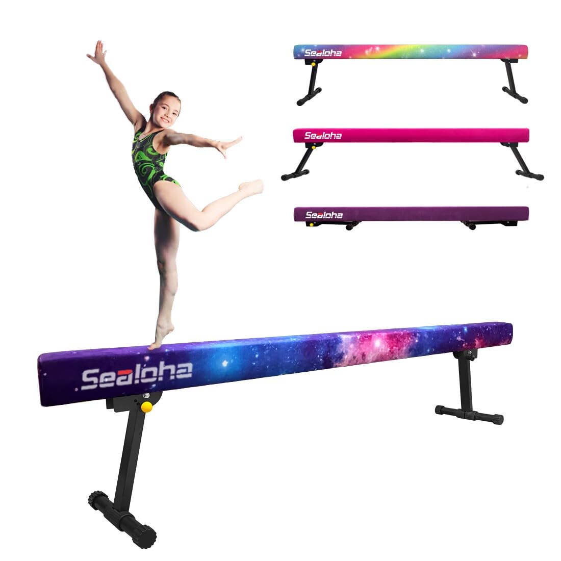 Sealoha Poutre d'équilibre réglable et pliable de 2,4 m pour entraînement professionnel à domicile, équipement de gym en