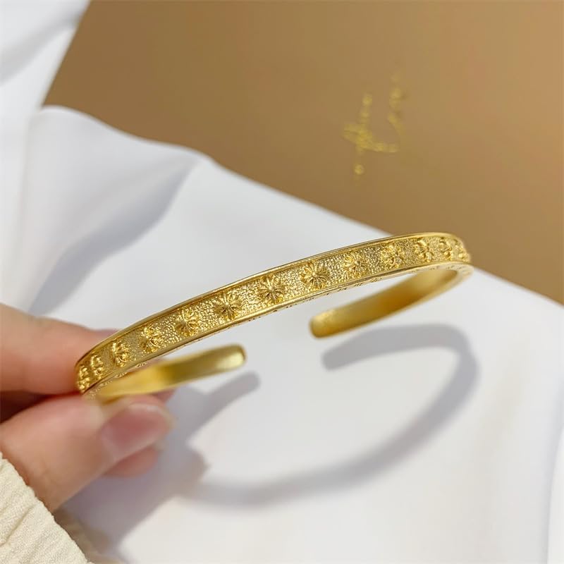 Gold Plated Adjustable Cuff Bangle Bracelet for Women, Elegant Bangle Jewelry Gift for Valentines Day, Mothers Day, Birthday, Anniversary, Christmas Gift for Her - Image 5