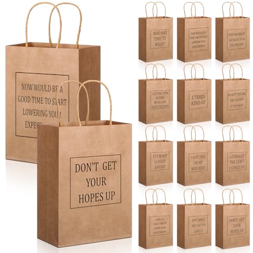 24 Pcs Funny Gag Gift Bags, Funny Snarky Gift Bag Set, Funny Birthday Gift Bags, Funny Wrapping Paper Bags, Thank You Gift Bags with Handles, Christmas Holiday Party Supplies Goodie Bags for Women Men