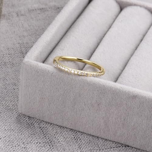Cubic Zirconia Rings for Women 16k Gold Plated Copper Ring Stackable Eternity Bands Elegant Jewelry for Women, Perfect for Weddings and Anniversaries - Size 7, Width 1.5mm3