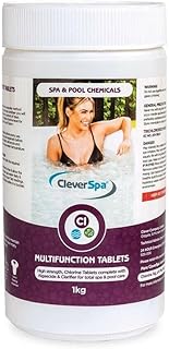 CleverSpa Multi-Function Hot Tub Chlorine Tablets Pool and Spa Chemicals with Algaecide and Clarifier for Safe Water Care, for hot tub, spa, and pool - 1KG