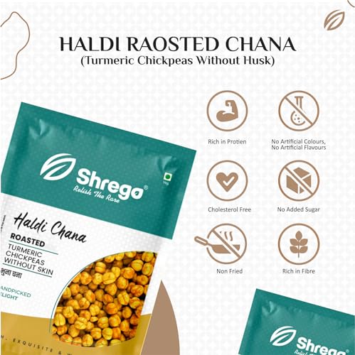 Image of Shrego Haldi Roasted Whole Chana (Turmeric Chickpeas Without Husk) Vacuum Packed (700 gm)