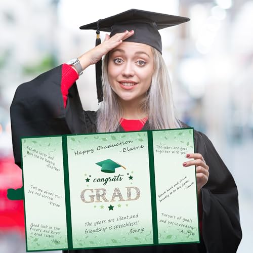 Image of Vlipoeasn 2026 Graduation Guest Book Alternative, Green Gold Class of 2026 Graduation Party Decorations, Graduation Signature Book for 2026 College High School, Unique Graduation Gifts for Friends