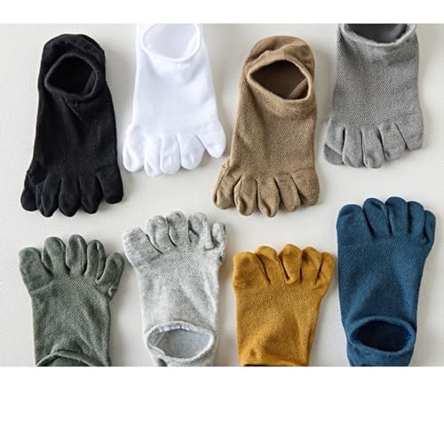 Yizelli 3 Pairs Solid Color Toe Socks for Men Breathable Thin Invisible Five Finger Socks for Spring Summer3
