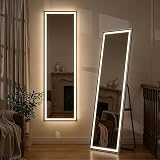 Full Length Mirror with LED Lights, 60'x16'Floor Mirror with Dimming & 3 Color Lighting, Free Standing Floor Mirrors, Lighted Full Body Mirrors for Bedroom, Dressing Room, Cloakroom
