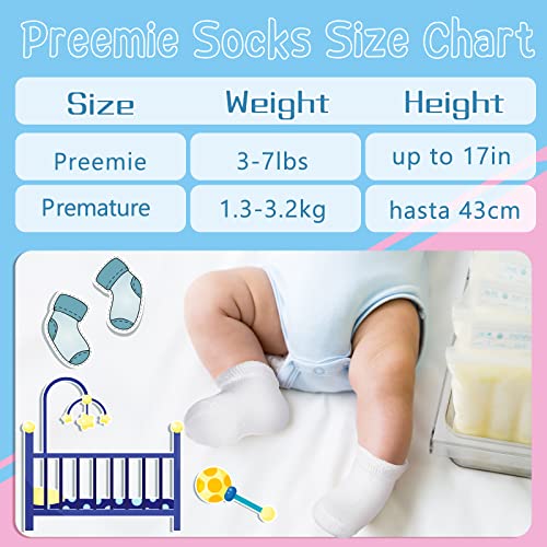 Janmercy 20 Pair Preemie Socks Baby Boy Girls Newborn Premature Terry Cotton Socks for Unisex Baby3