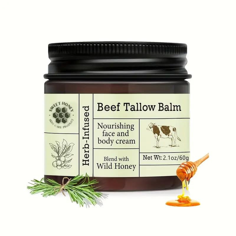 Beef Tallow for Skin Unscented All-Purpose Moisturizer, Deeply Nourishing Organic Grass Fed Tallow Balm