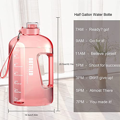 Image of 2.5 Liter Motivational Sports Gym Bottle Daily water intake with Time Markings BPA-Free. Leak proof For adults For Gym, Travel And office (Pink)| Plastic
