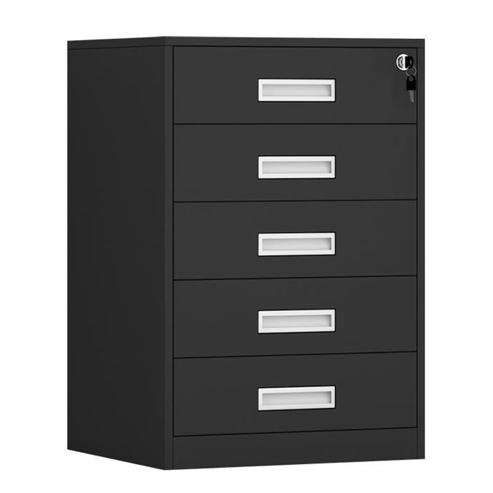 MYUYEE Vertical Filing Cabinet With Lockable Drawers Upper Drawer Lower Cabinet Printer Stand For Office And Home Use 65Cm/85Cm Height (Black-5 Drawers)