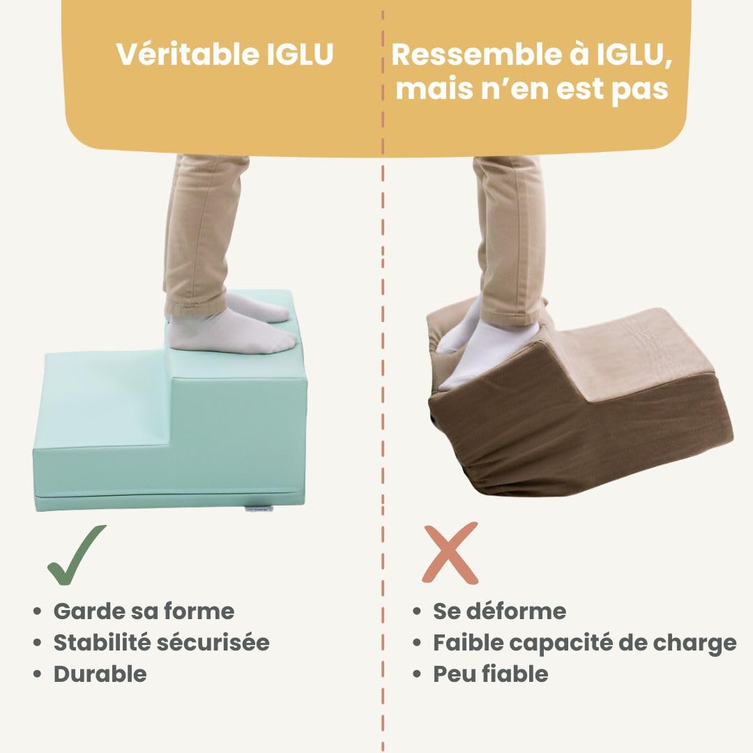 IGLU Soft Play Corner Climber - Parcours de Motricité 5 Modules XL en Mousse pour Bébé et Enfant - Blocs de Construction Souples Jeu d’Éveil Montessori et Toboggan d’Intérieur (Automne Pastel)